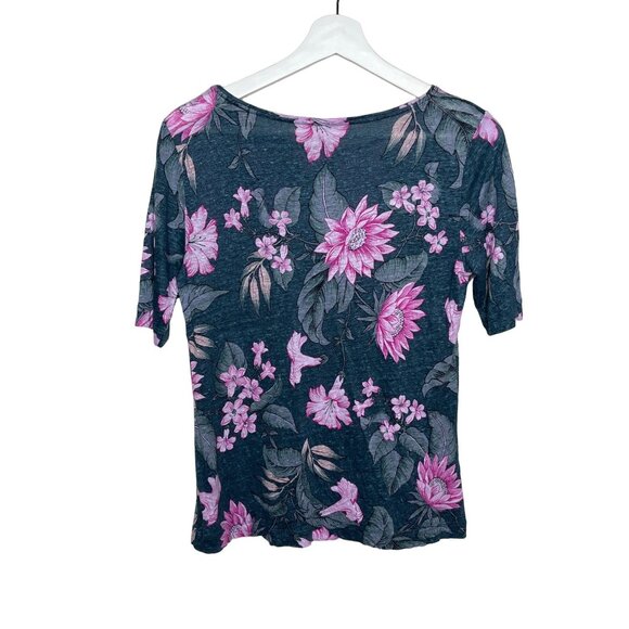 Ann Taylor Green Linen Floral Blouse Small Garden Casual Work Spring Summe - Picture 10 of 13